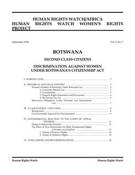 Botswana Second Class Citizens Discrimination Against Women