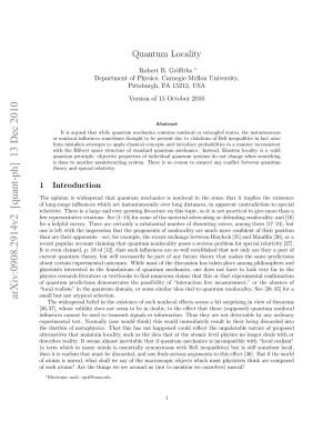 Quantum Locality: the Objective Properties of an Isolated Individual (Quantum) System Do Not Change When Something Is Done to Another Non-Interacting System