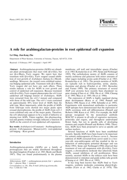A Role for Arabinogalactan-Proteins in Root Epidermal Cell Expansion