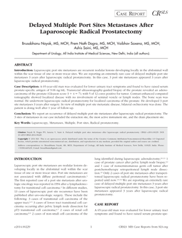 Delayed Multiple Port Sites Metastases After Laparoscopic Radical Prostatectomy