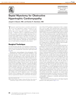 Septal Myectomy for Obstructive Hypertrophic Cardiomyopathy Joseph A