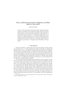 From Combinatorial Monoids to Bialgebras and Hopf Algebras, Functorially