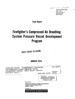 Firefighter's Compressed Air Breathing System Pressure Vessel Development Program