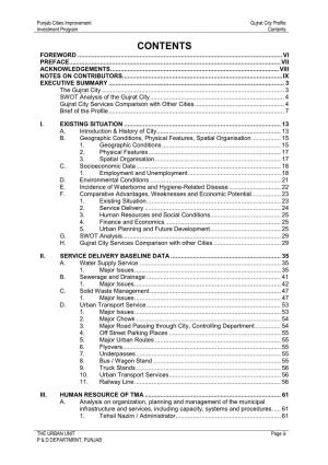 Gujrat City Profile Investment Program Contents