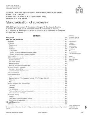 Standardisation of Spirometry