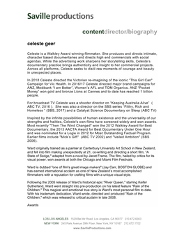 Contentdirector/Biography Celeste Geer
