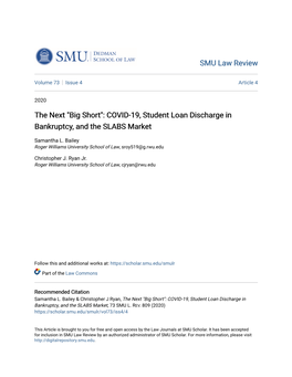 COVID-19, Student Loan Discharge in Bankruptcy, and the SLABS Market