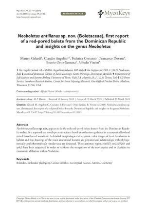 Boletaceae), First Report of a Red-Pored Bolete