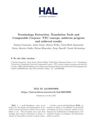 Terminology Extraction, Translation Tools and Comparable Corpora