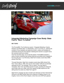 Integrated Marketing Campaign Case Study: State Farm's "Born to Assist"