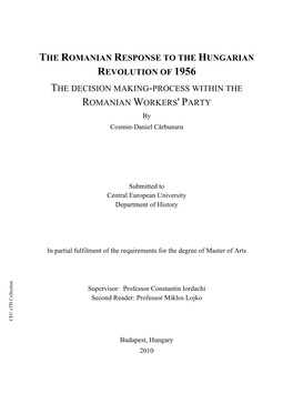 The Romanian Response to the Hungarian Revolution