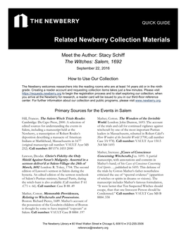 Related Newberry Collection Materials