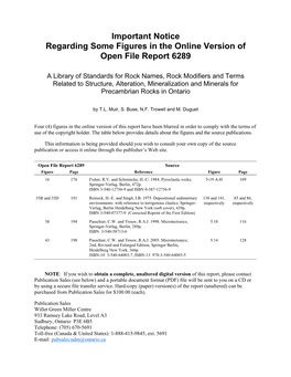 A Library of Standards for Rock Names, Rock Modifiers and Terms Related to Structure, Alteration, Mineralization and Minerals for Precambrian Rocks in Ontario