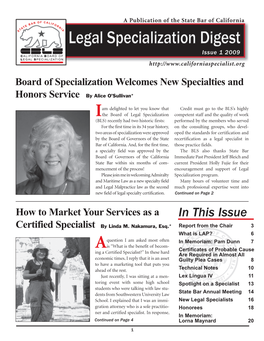 In This Issue Certified Specialist by Linda M
