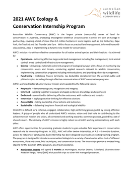 2021 AWC Ecology & Conservation Internship Program