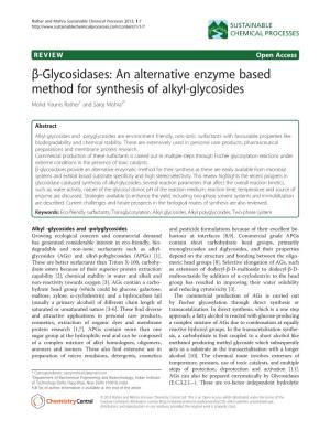An Alternative Enzyme Based Method for Synthesis of Alkyl-Glycosides Mohd Younis Rather1 and Saroj Mishra2*