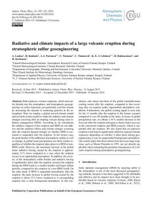 Radiative and Climate Impacts of a Large Volcanic Eruption During Stratospheric Sulfur Geoengineering