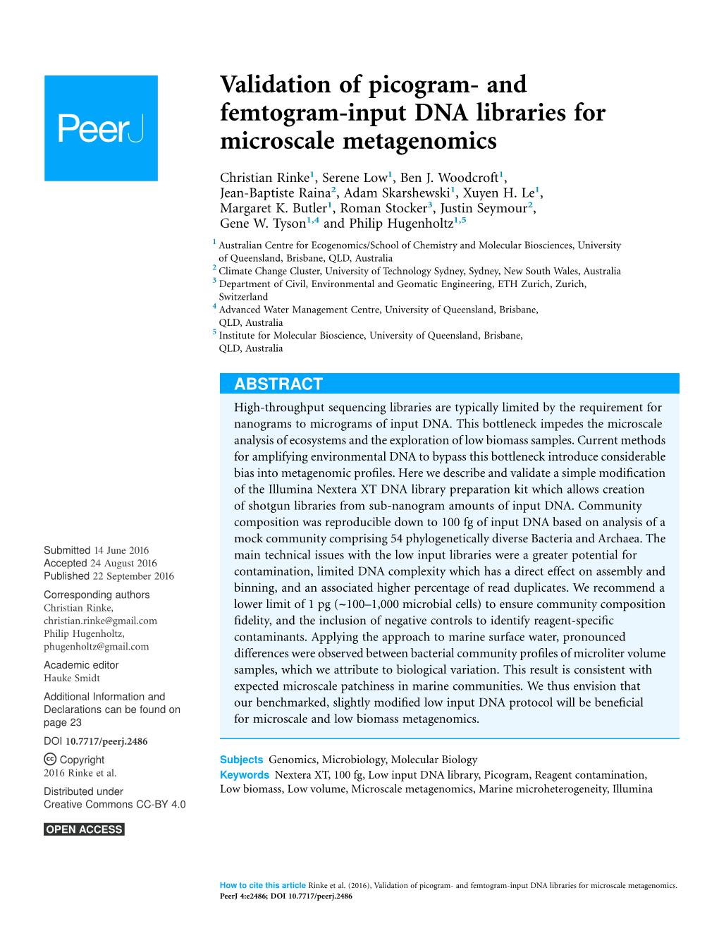 And Femtogram-Input DNA Libraries for Microscale Metagenomics