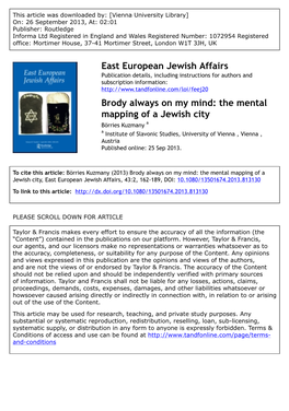 East European Jewish Affairs Brody Always on My Mind: the Mental