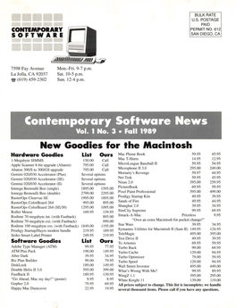 Contemporary Software News, Fall 1989