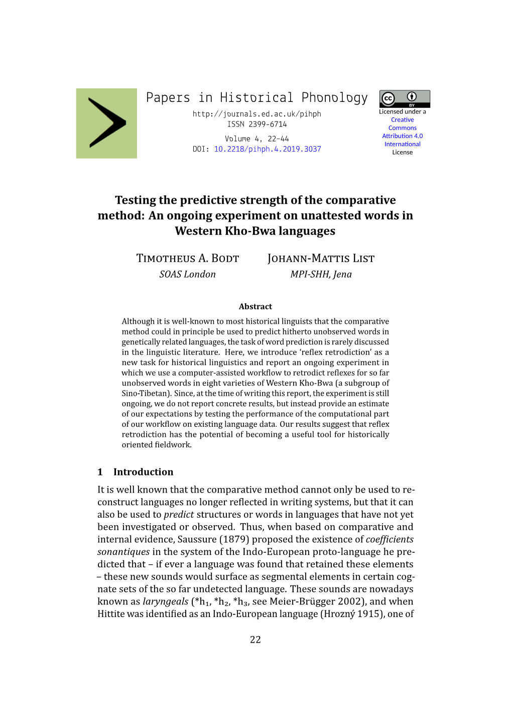 Testing the Predictive Strength of the Comparative Method: an Ongoing Experiment on Unattested Words in Western Kho-Bwa Languages