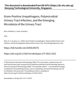 Gram‑Positive Uropathogens, Polymicrobial Urinary Tract Infection, and the Emerging Microbiota of the Urinary Tract