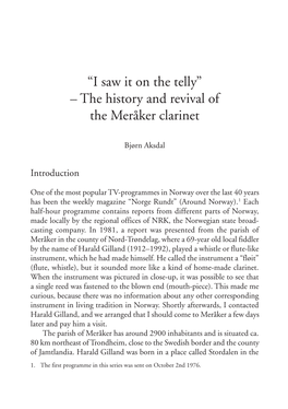 The History and Revival of the Meråker Clarinet
