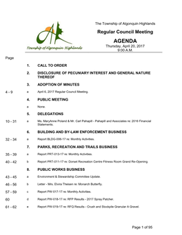 Algonquin Highlands Regular Council