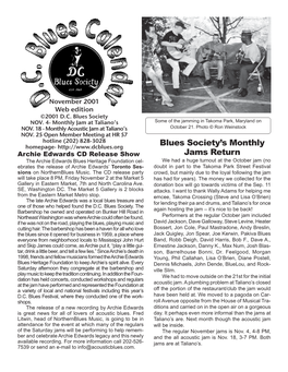 Blues Society's Monthly Jams Return