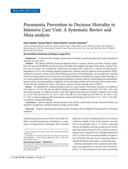 Pneumonia Prevention to Decrease Mortality in Intensive Care Unit: a Systematic Review and Meta-Analysis