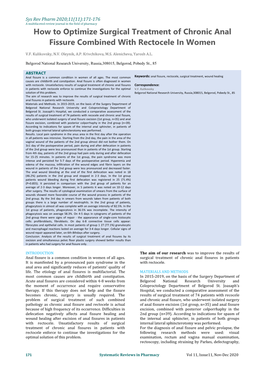 How to Optimize Surgical Treatment of Chronic Anal Fissure Combined