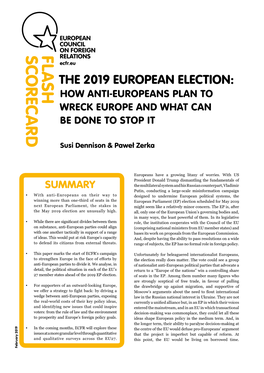 The 2019 European Election: How Anti-Europeans Plan to Wreck Europe and What Can Be Done to Stop It