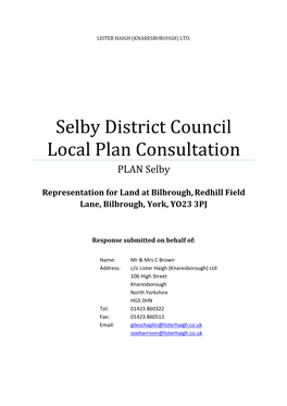 Selby District Council Local Plan Consultation PLAN Selby