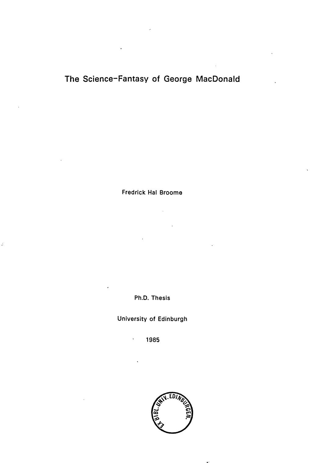 The Science-Fantasy of George Macdonald