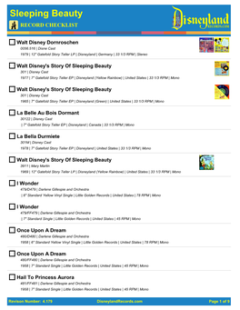 Sleeping Beauty RECORD CHECKLIST