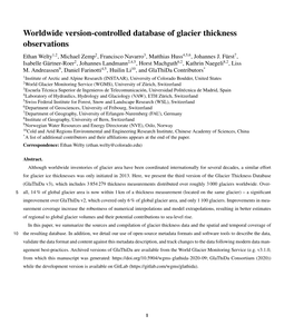 Worldwide Version-Controlled Database of Glacier Thickness Observations Ethan Welty1,2, Michael Zemp2, Francisco Navarro3, Matthias Huss4,5,6, Johannes J