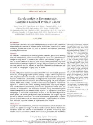 Darolutamide in Nonmetastatic, Castration-Resistant Prostate Cancer