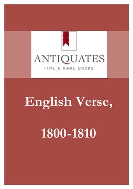 English Verse, 1800-1810