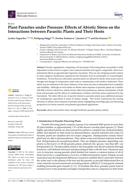 Plant Parasites Under Pressure: Effects of Abiotic Stress on the Interactions Between Parasitic Plants and Their Hosts