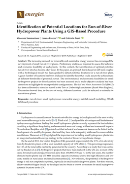 Identification of Potential Locations for Run-Of-River Hydropower Plants