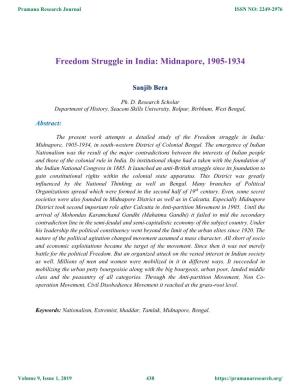 Freedom Struggle in India: Midnapore, 1905-1934