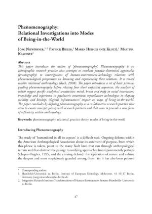Relational Investigations Into Modes of Being-In-The-World