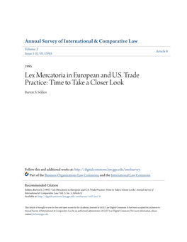 Lex Mercatoria in European and US Trade Practice