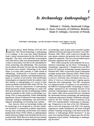 Is Archaeology Anthropology?