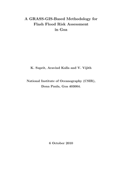 A GRASS-GIS-Based Methodology for Flash Flood Risk Assessment in Goa