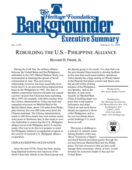 Backgrounder No. 1255: "Rebuilding the U.S.-Philippine Alliance"