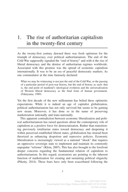 1. the Rise of Authoritarian Capitalism in the Twenty-First Century