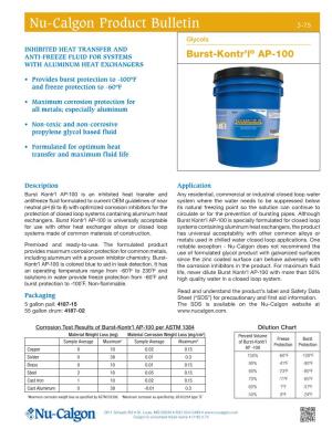 BURST-KONTR'l AP-100, 5 GAL PAIL Product Bulletin