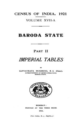 Baroda State, Imperial Tables, Part II, Vol-XVII-A