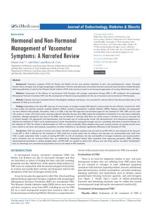 Hormonal and Non-Hormonal Management of Vasomotor Symptoms: a Narrated Review